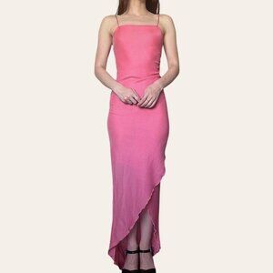 Y2k/90s vintage Finesse USA shimmery pink cami asymmetric prom semi-formal dress